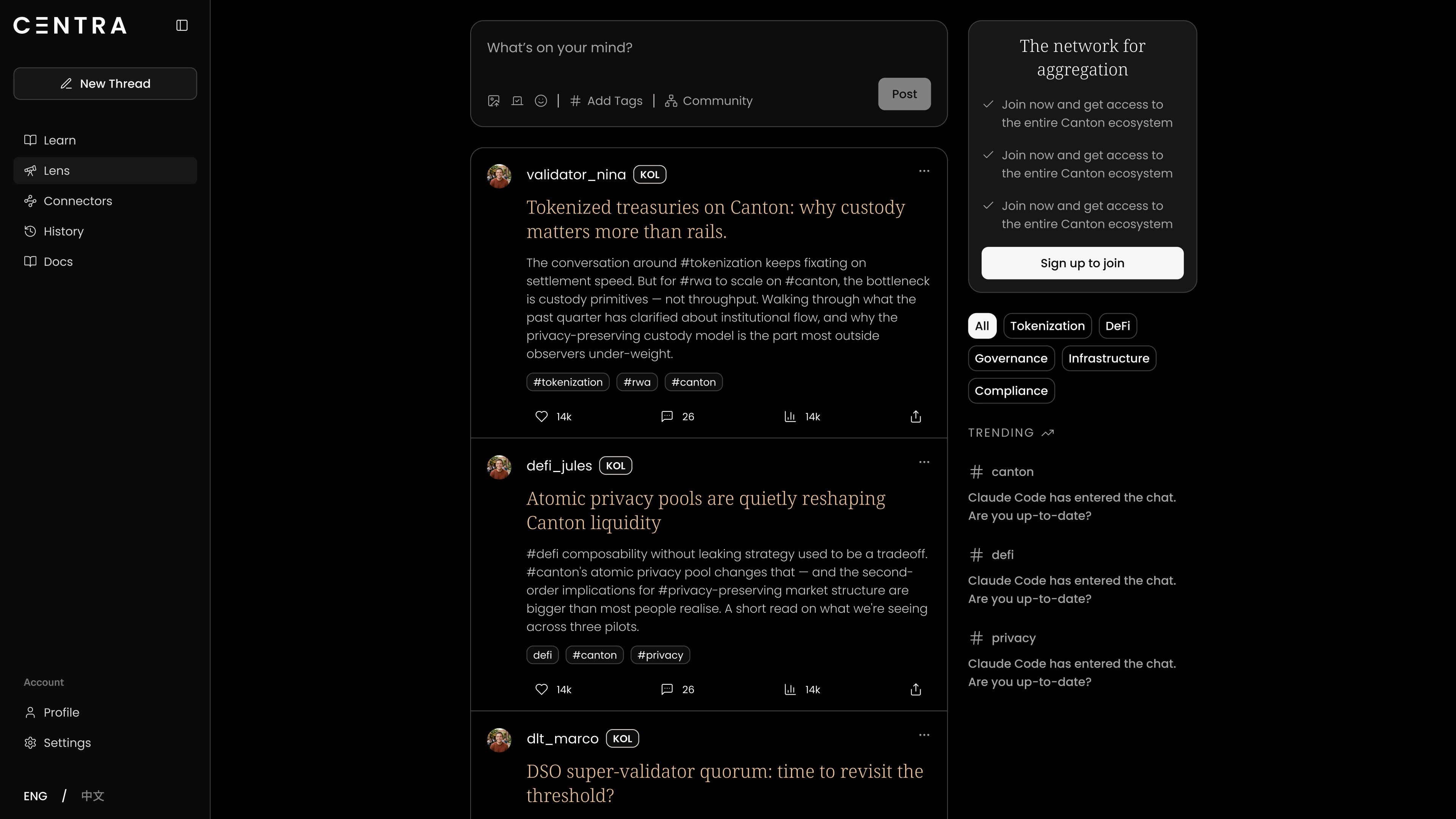 Centra Lens — a curated, fact-checked feed of Canton insight from verified voices.