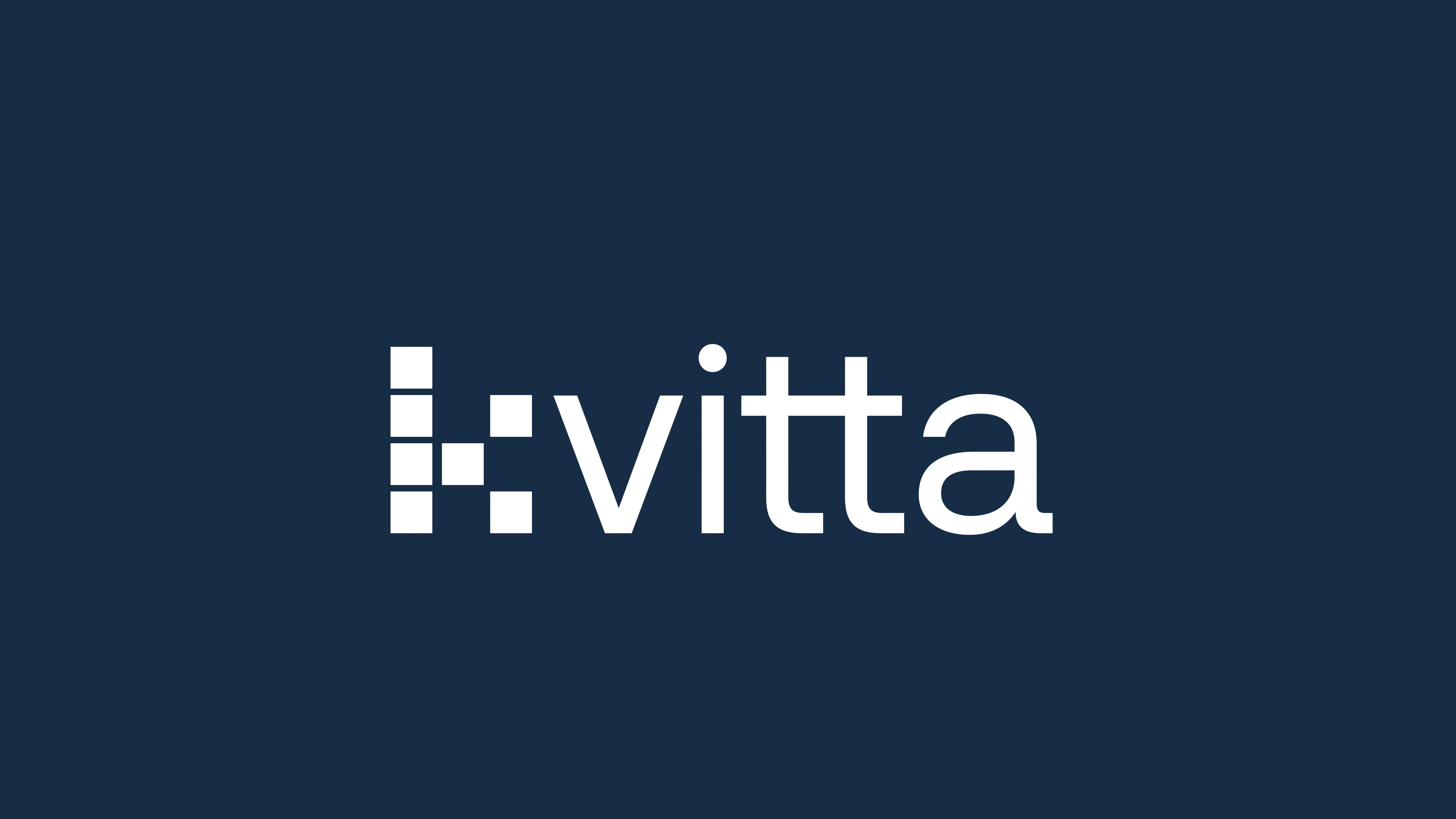 The Kvitta logotype: the stacked-blocks mark and the kvitta wordmark in white on the brand's deep navy.